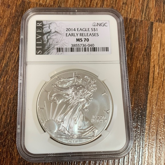 US Mint Other - Authenticated 2014 US American Silver Eagle coin early release NGS graded MS70